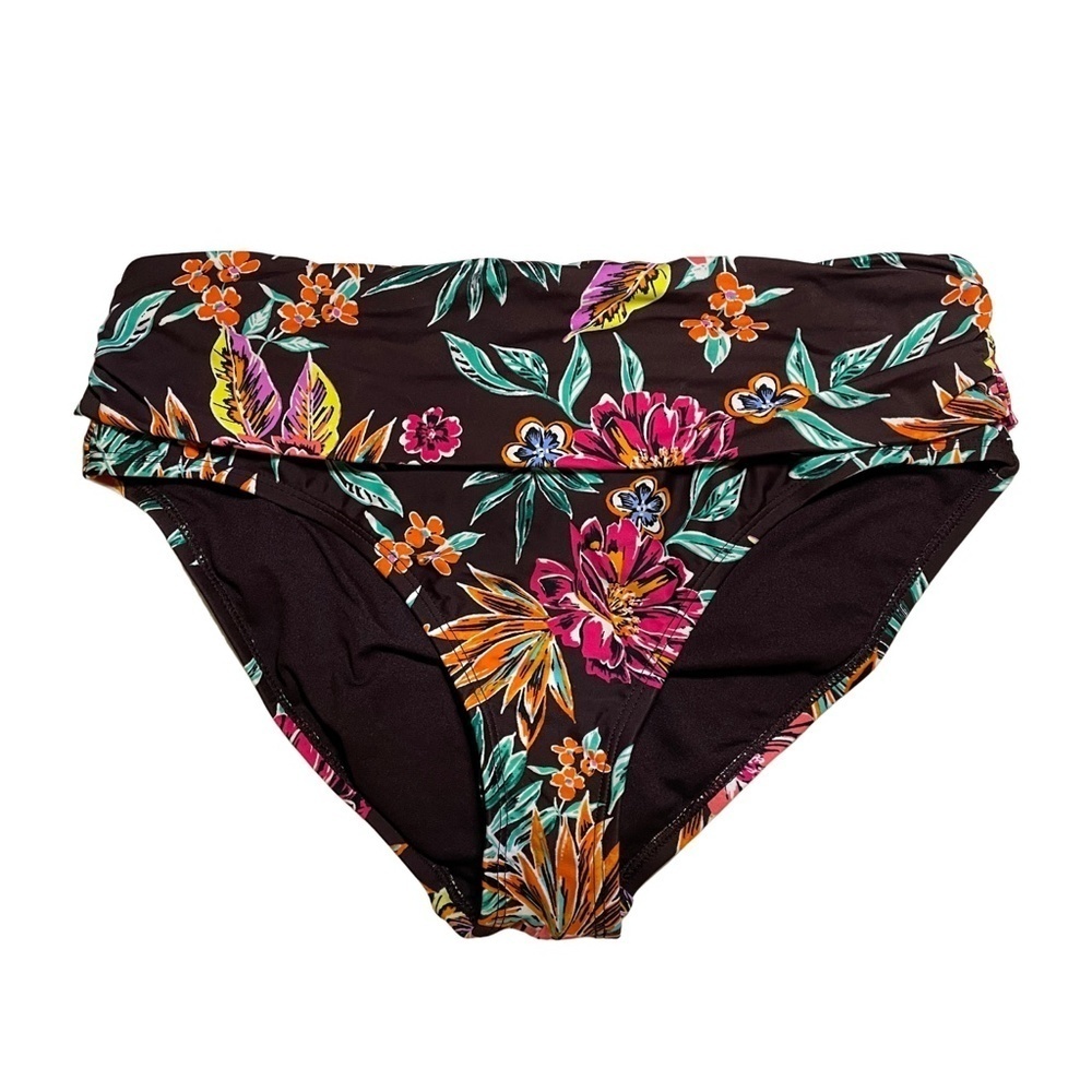 NEW Into the Bleu by Amrex Floral Tropical Fold Over Bikini Bottom